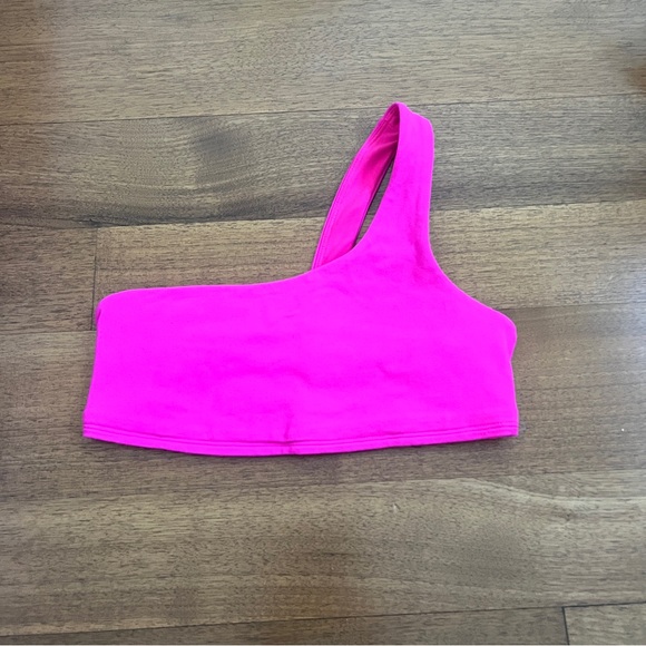 Alo Pink One Shoulder Asymmetrical Sports Bra - Picture 3 of 4